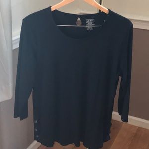 L.L. Bean pima tee w/ rear eyelet and button trim